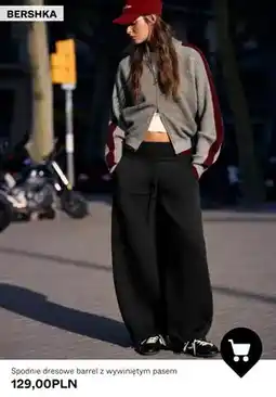 Bershka Spodnie dresowe barrel z wywiniętym pasem Bershka oferta