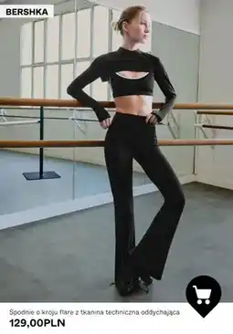 Bershka Spodnie o kroju flare z tkanina techniczna oddychająca Bershka oferta