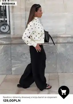 Bershka Spodnie z dzianiny dresowej o kroju barrel ze stoperami Bershka oferta