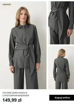 Greenpoint Stylowa szara koszula z efektownym wiązaniem Greenpoint oferta