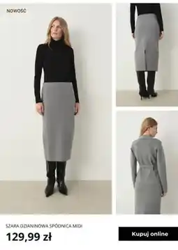 Greenpoint Szara dzianinowa spódnica midi Greenpoint oferta
