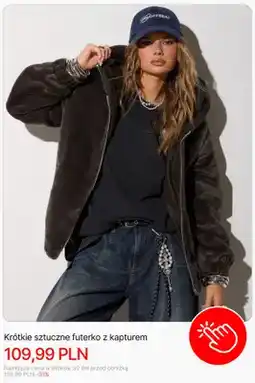 Cropp Krótkie sztuczne futerko z kapturem Cropp oferta