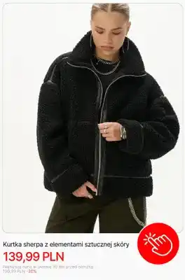 Kurtka sherpa z elementami sztucznej skóry Cropp