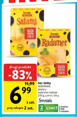 Intermarche Ser żółty w plastrach Radamer Serenada oferta