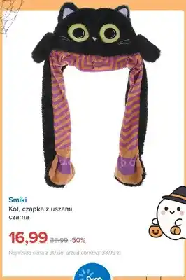 Czapka z uszami kot czarna Smiki
