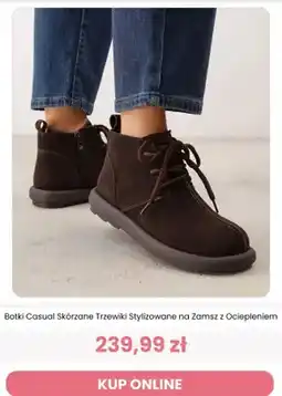 Renee Botki casual skórzane trzewiki stylizowane na zamsz z ociepleniem Renee oferta