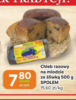 Społem Częstochowa Chleb razowy na miodzie ze śliwką 500 g Społem oferta