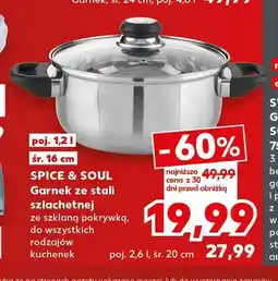 Kaufland Garnek ze stali szlachetnej ze szklaną pokrywką 1,2 l Spice & Soul oferta