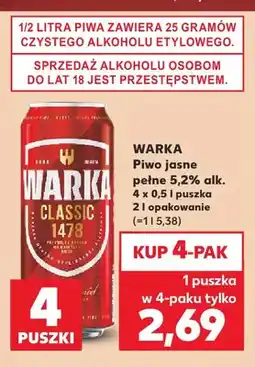 Kaufland Piwo 5,2% alk. Warka 4-pak oferta