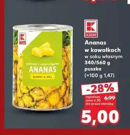 Kaufland Ananas w puszce w kawałkach w soku własnym K-Classic oferta
