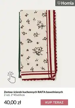Homla Zestaw ścierek kuchennych Raita bawełnianych 2-pak 45x65 cm Homla oferta