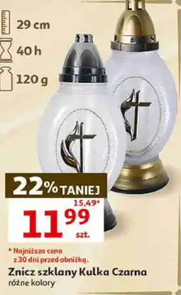Auchan Znicz szklany Kulka Czarna różne kolory oferta
