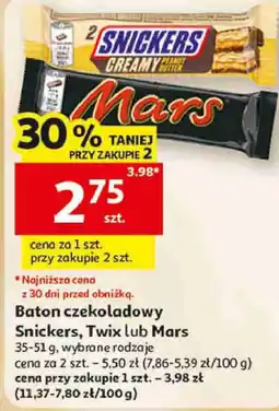 Auchan Baton czekoladowy Snickers, Twix lub Mars oferta