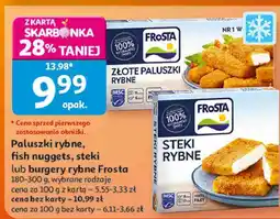 Auchan Paluszki rybne, fish nuggets, steki lub burgery rybne Frosta 180-300 g, wybrane rodzaje oferta