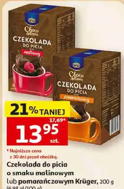 Auchan Czekolada do picia o smaku malinowym lub pomarańczowym Krüger oferta