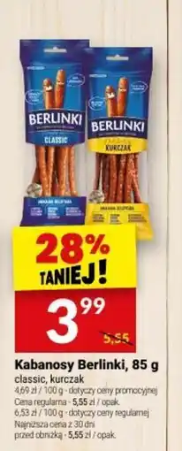 Twój Market Kabanosy Berlinki classic, kurczak oferta