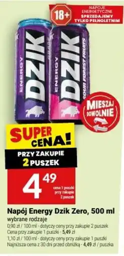 Twój Market Napój Energy Dzik Zero oferta