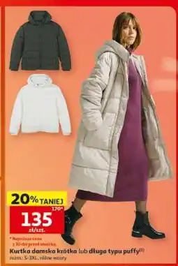Auchan Kurtka damska krótka lub długa typu puffy oferta