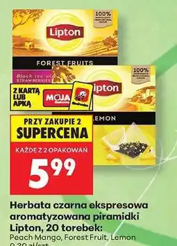 Biedronka Herbata czarna ekspresowa aromatyzowana piramidki Lipton, 20 torebek oferta