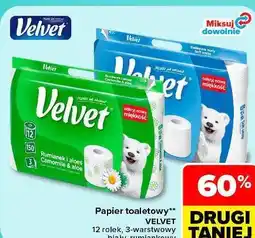 Carrefour Papier toaletowy VELVET 12 rolek, 3-warstwowy oferta