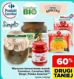 Carrefour Warzywa konserwowe marek: Carrefour, Carrefour BIO, Simpli, Polska Gościna oferta
