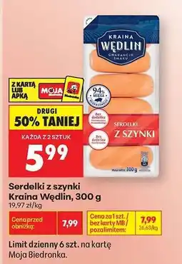Biedronka Serdelki z szynki Kraina Wędlin, 300 g oferta
