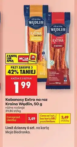Biedronka Kabanosy Extra na raz Kraina Wędlin, 50 g oferta