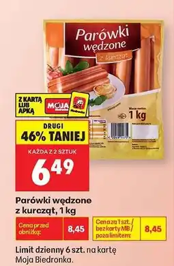 Biedronka Parówki wędzone z kurcząt , 1 kg oferta