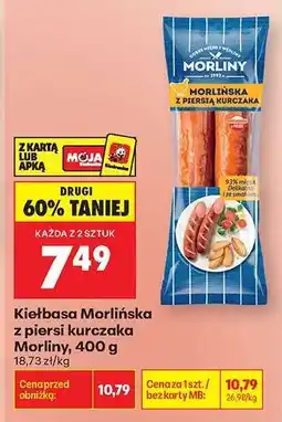 Biedronka Kiełbasa Morliňska z piersi kurczaka Morliny 400 g oferta
