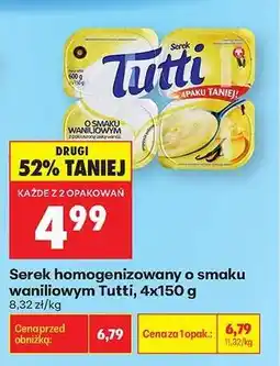 Biedronka Serek homogenizowany o smaku waniliowym Tutti 4x150 g oferta