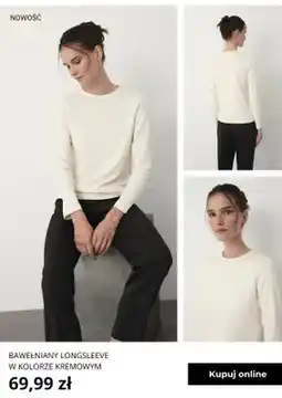 Greenpoint Bawełniany longsleeve w kolorze kremowym Greenpoint oferta