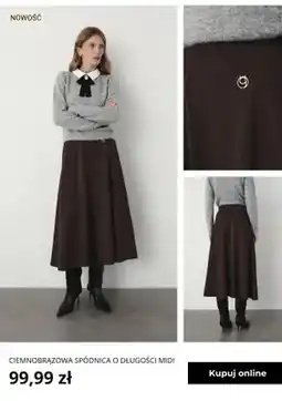 Greenpoint Ciemnobrązowa spódnica o długości midi Greenpoint oferta