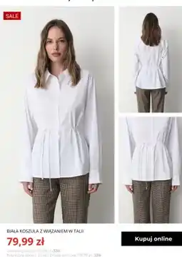 Greenpoint Biała koszula z wiązaniem w talii Greenpoint oferta