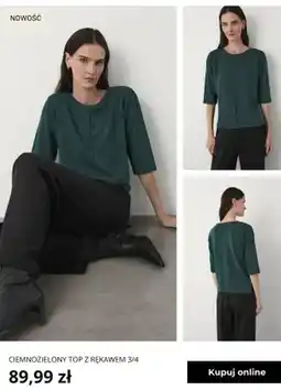Greenpoint Ciemnozielony top z rękawem 3/4 Greenpoint oferta