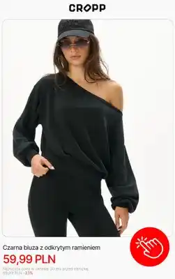 Cropp Czarna bluza z odkrytym ramieniem Cropp oferta