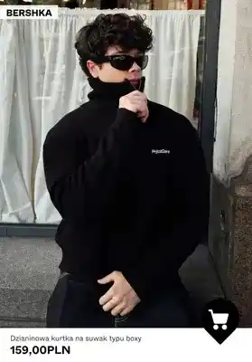 Dzianinowa kurtka na suwak typu boxy Bershka