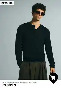 Bershka Dzianinowy sweter z dekoltem typu henley Bershka oferta