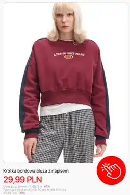 Cropp Krótka bordowa bluza z napisem Cropp oferta