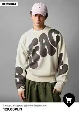 Bershka Sweter z okrągłym dekoltem i nadrukiem Bershka oferta