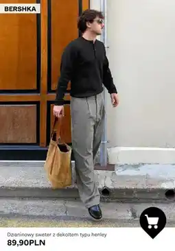 Bershka Dzianinowy sweter z dekoltem typu henley Bershka oferta