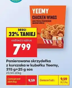 Biedronka Panierowane skrzydełka z kurczaka w kubeczku Yeemy, 315 g+25 g sos oferta