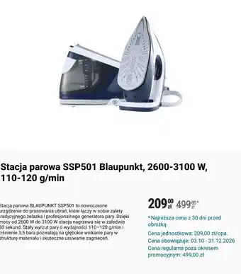 Stacja parowa SSP501 Blaupunkt, 2600-3100 W, 110-120 g/min