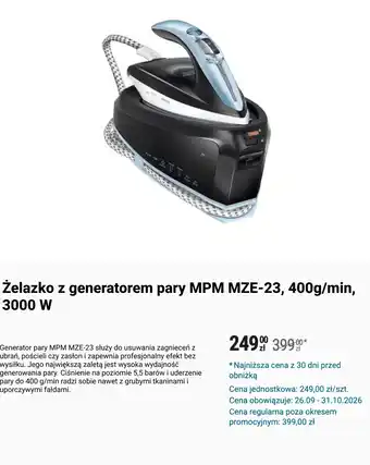 Żelazko z generatorem pary MPM MZE-23, 400g/min, 3000 W