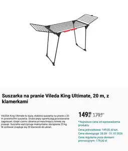 Biedronka Suszarka na pranie Vileda King Ultimate, 20 m, z klamerkami oferta