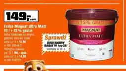 OBI Farba lateksowa do wnętrz Magnat Ultra Matt biała 10 l + 15% gratis oferta