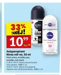 Twój Market Antyperspirant Nivea roll-on Invisible Pure oferta