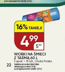 Chata Polska Worki na śmieci z taśmą 60 l WOW! oferta