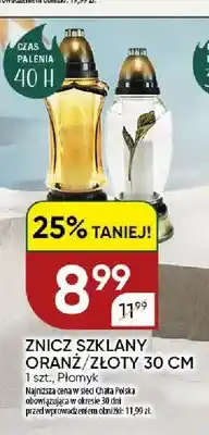 Chata Polska Znicz szklany oranż 30 cm Płomyk oferta