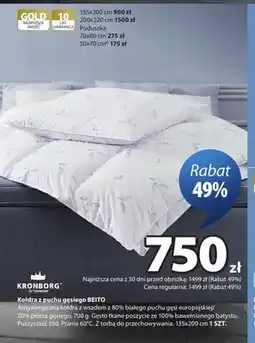 JYSK Kołdra z puchu gęsiego Beito 135x200 cm Kronborg oferta