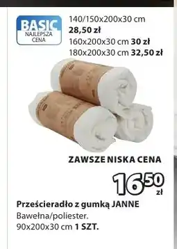 JYSK Prześcieradło z gumką Janne 90x200x30 cm oferta